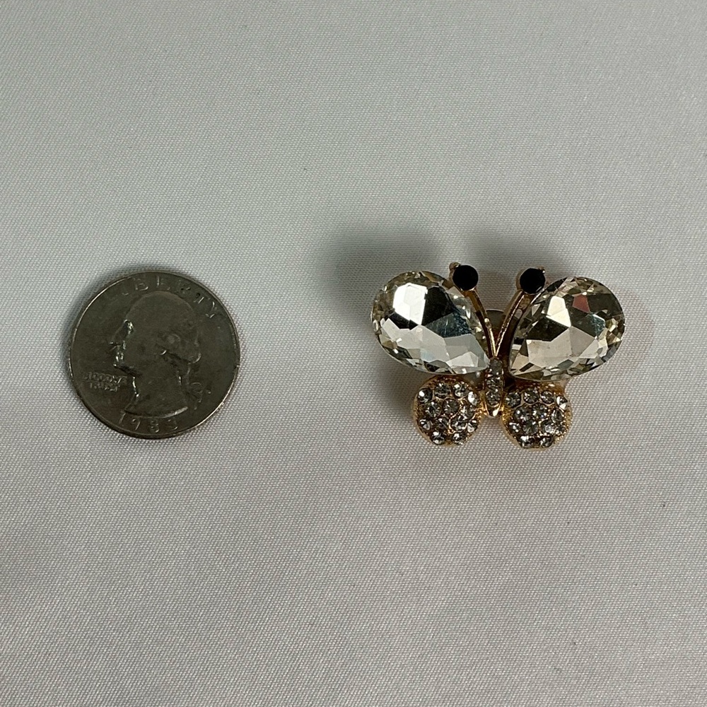 Crystal Rhinestone Gold and Silvery Butterfly croc shoe charm